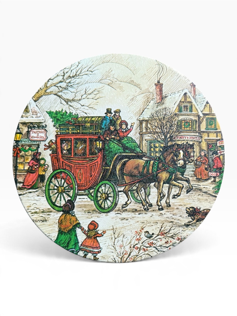 Vintage Potpourri Press Christmas Tin Wim Schimmer Stagecoach Holiday Decor